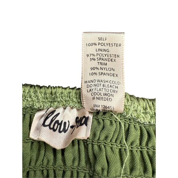 Willow & Root Women’s Medium Tank Top Green Satin Ruched Lace V-Neck - Picture 8 of 8